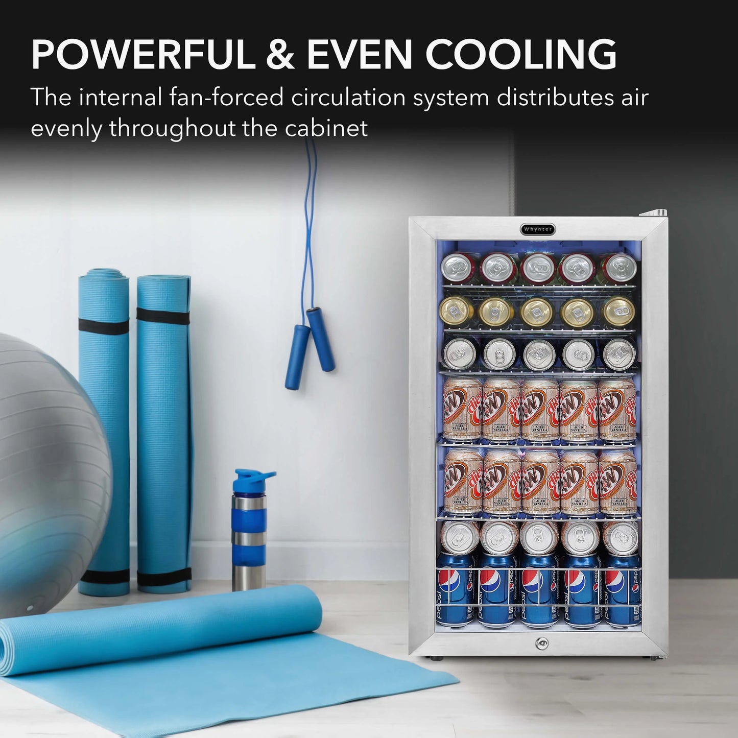 Whynter 3.3 Cubic Foot Beverage Center Fridge with Lock Stainless Steel