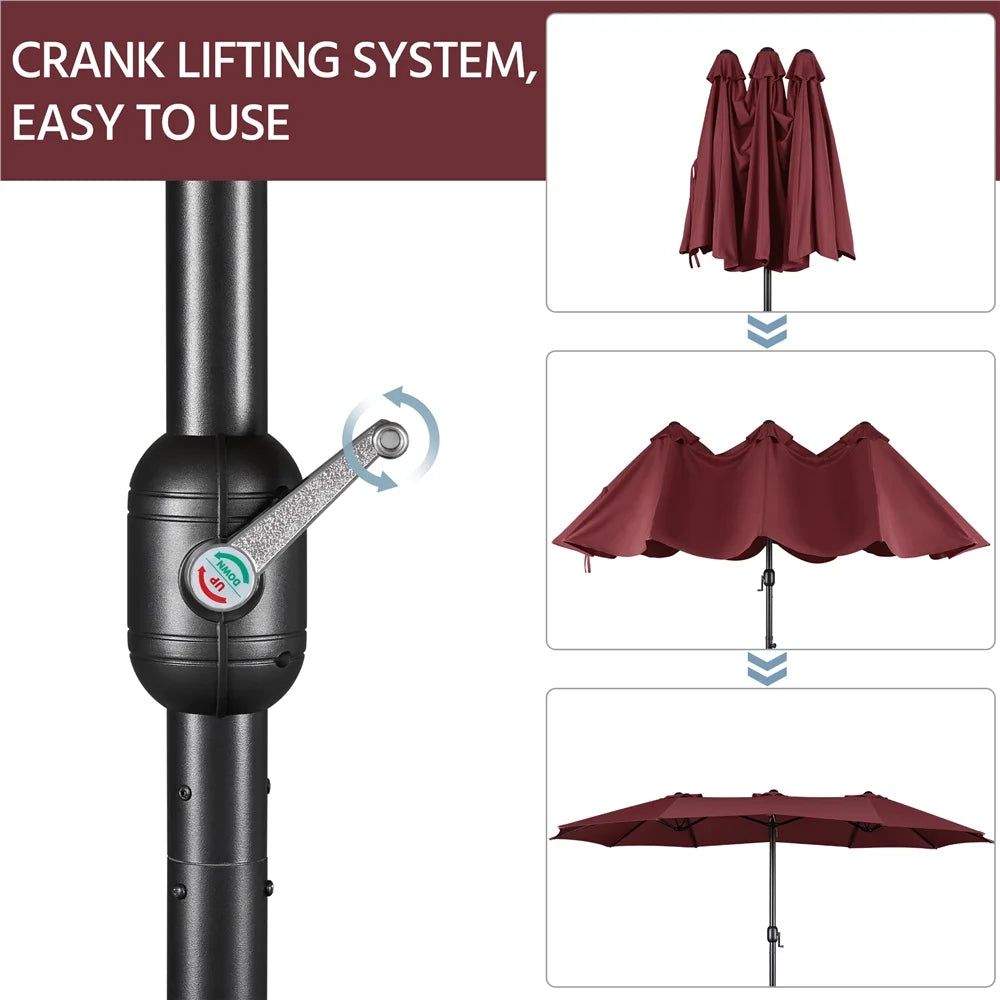 Topeakmart 13ft Patio Parasol Canopy with Crank, Tan