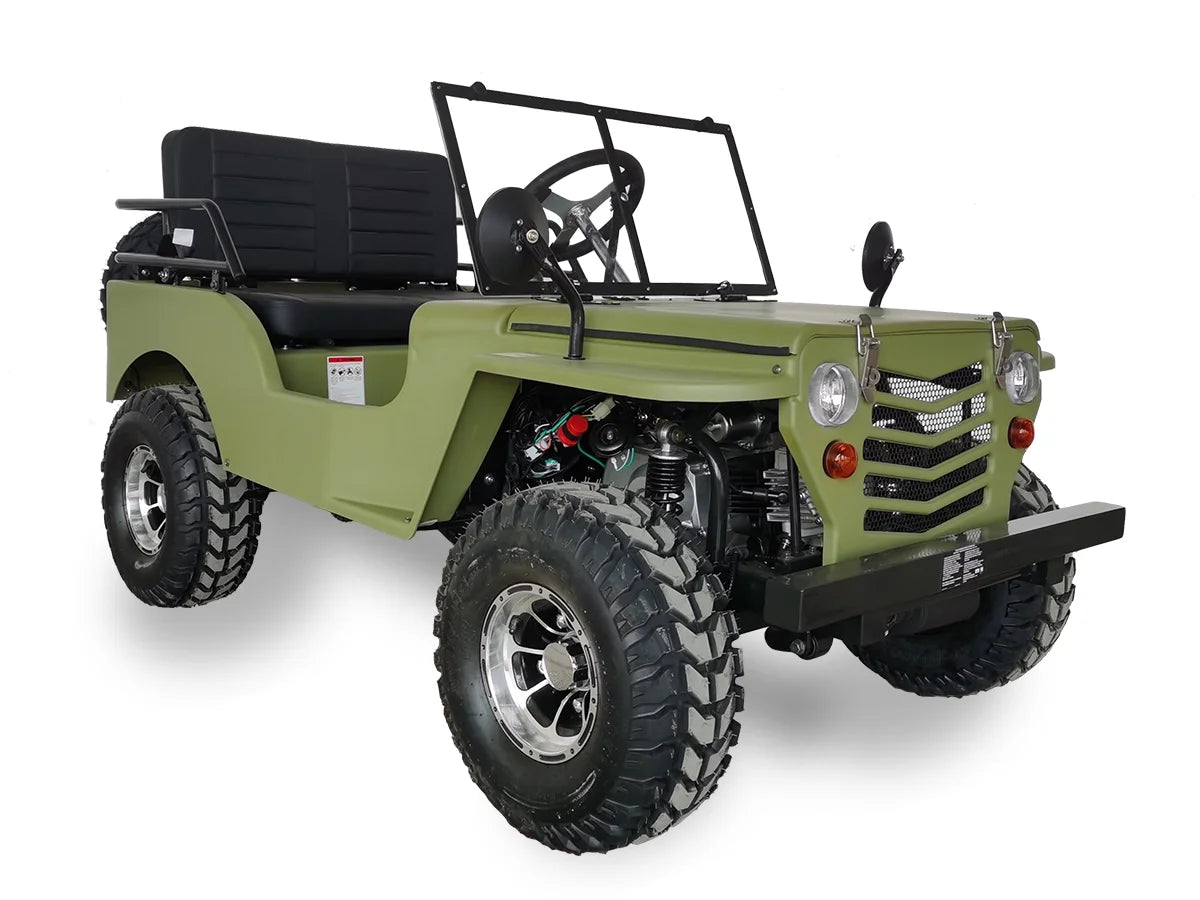 SYX MOTO 125cc Go Kart 4-Wheeler, 3-Speed + Reverse, Electric/Kick Start, 35 MPH Max Speed for Teens & Adults, Matte Green