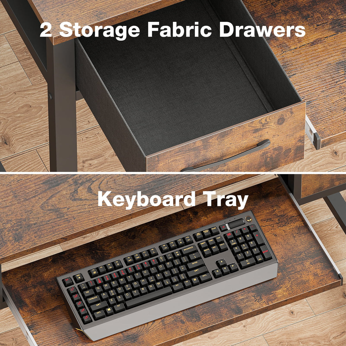 White Computer Desk with Drawers for Storage - 48 inch Home Office Desk with 8 Fabric Drawers, Writing Study Desk with Drawers on Both Sides for Bedroom