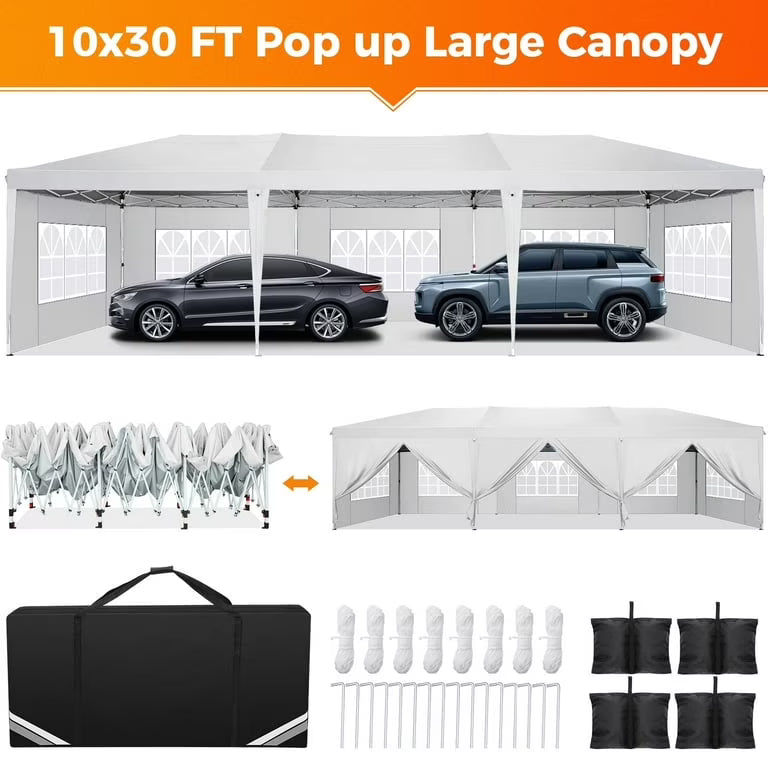 SANOPY 10'x10' EZ Pop Up Canopy Tent Outdoor Party Instant Shelter Portable Folding Beach Canopy with 4 Sandbag & Carrying Bag, Black
