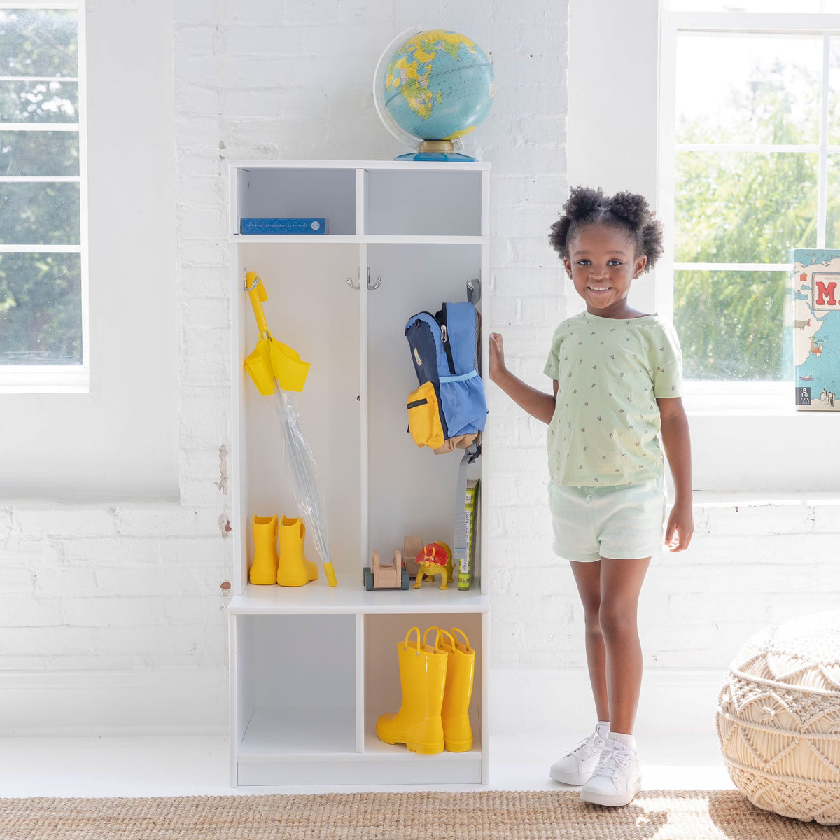 Little Partners Locker Cabinet Cubby Organizer, Learn 'N Store Wooden Classroom Cubbies Compartment Lockers for Storage of Toddlers and Kids Coats, Equipment, Backpacks - Espresso