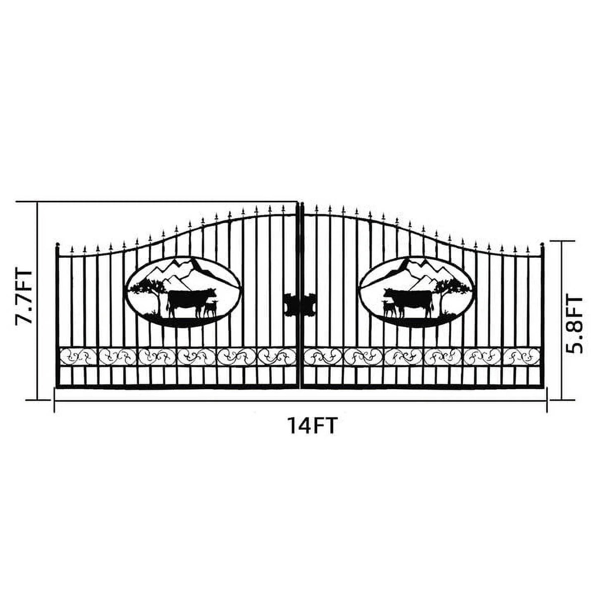 Outdoor Dual Swing Wrought Iron Gate for Driveway, Security Gate, Outdoor Fence Gate, Vienna Style for Yard, Backyard Patio�� 20'Star��