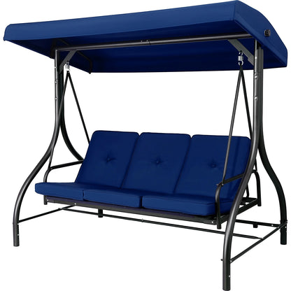 Arlopu 3 Person Porch Swing Outdoor Converting Canopy Swing Glider with Canopy