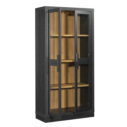 Better Homes & Gardens Ezra Glass Door Storage Accent Cabinet, Warm Walnut finish