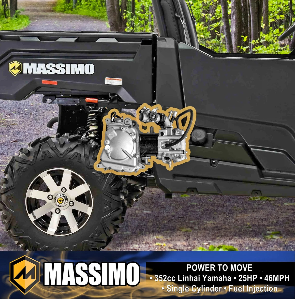 Massimo Buck 450 Side by Side UTV, EFI, 4 Stroke, 325cc, 25.5 HP, 4X4, 3000lb Winch - Red