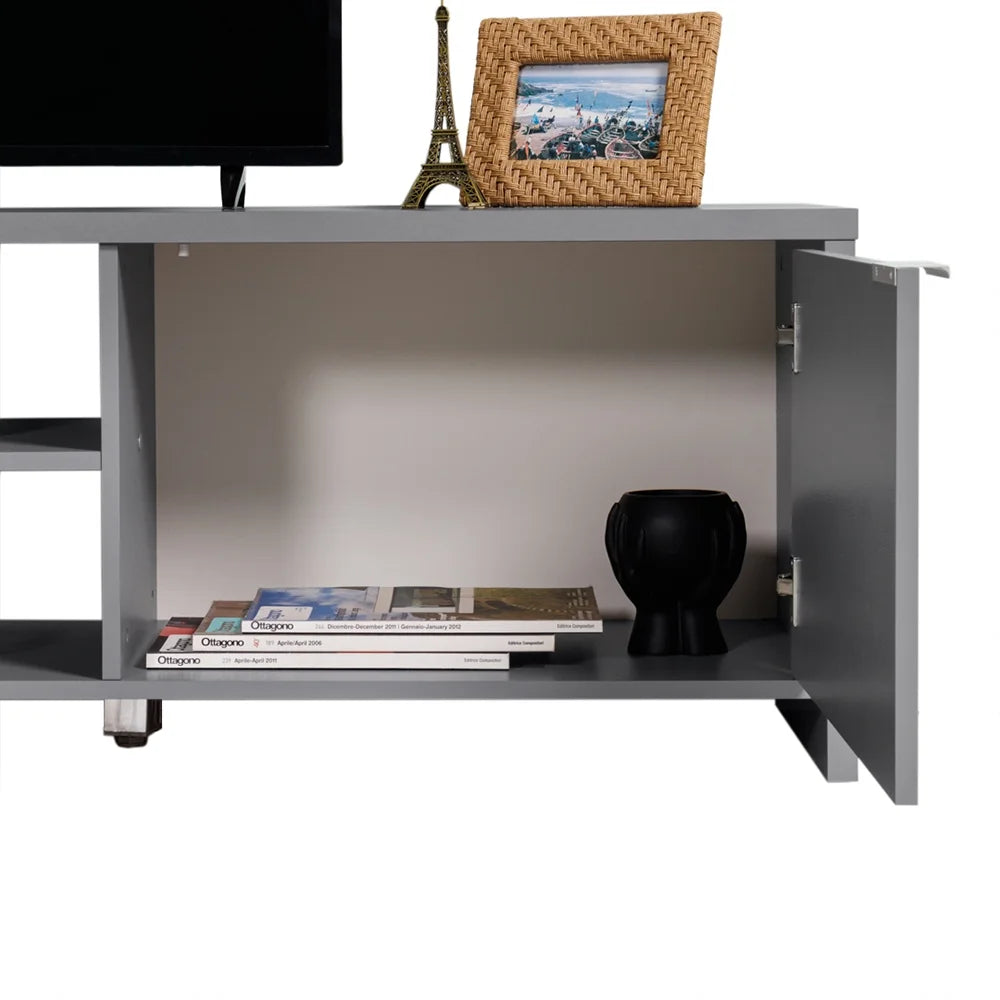 Madesa TV Stand Large Media Console with Cable Management for 65, 75 Inch Media Storage Gaming Living Room Entertainment Center Modern Wooden Television Cabinet - Black