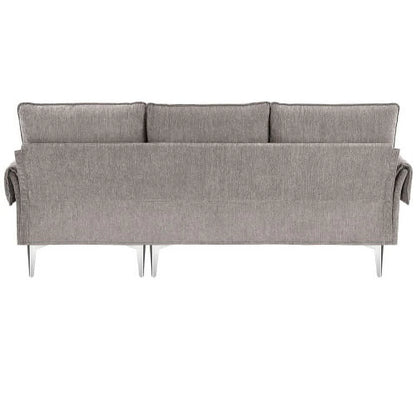 Churanty L Shaped Sofa for Small Spaces Convertible Sectional Sofa with Reversible Chaise Lounge,Grey