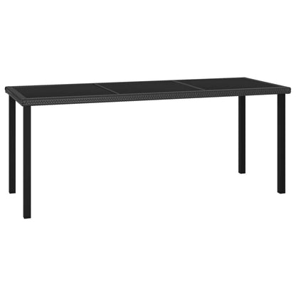 vidaXL Outdoor Dining Table Garden Porch Patio Table with Glass Top PE Rattan