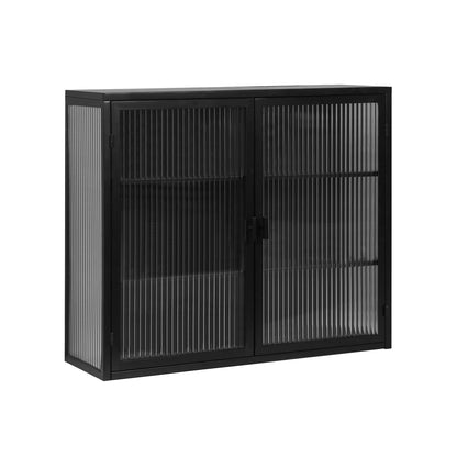 27.56"Modern Wall Cabinet with Glass Doors, Bathroom Cabinet with Featuring Three-tier Storage for Entryway Living Room, Bathroom or Dining Room, Mint Green