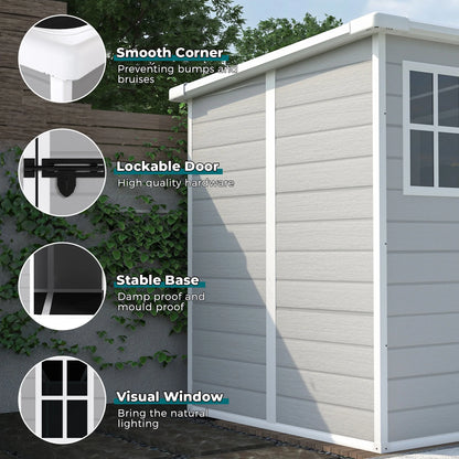 Seizeen Shed and Outdoor Storage, 41 Cu.Ft Small Outdoor Resin Shed with 3 Doors & Floor, 306GAL Deck Box Waterproof Plastic Tool Storage Shed for Cushion Lawn Mower Garbage Cans