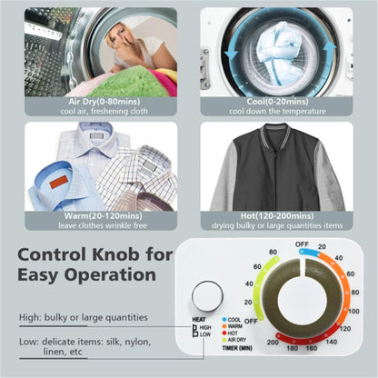 850W Compact Portable Clothes Dryer - 10 lbs Wet Capacity, 5.5 lbs Dry Load, Quiet Design (
