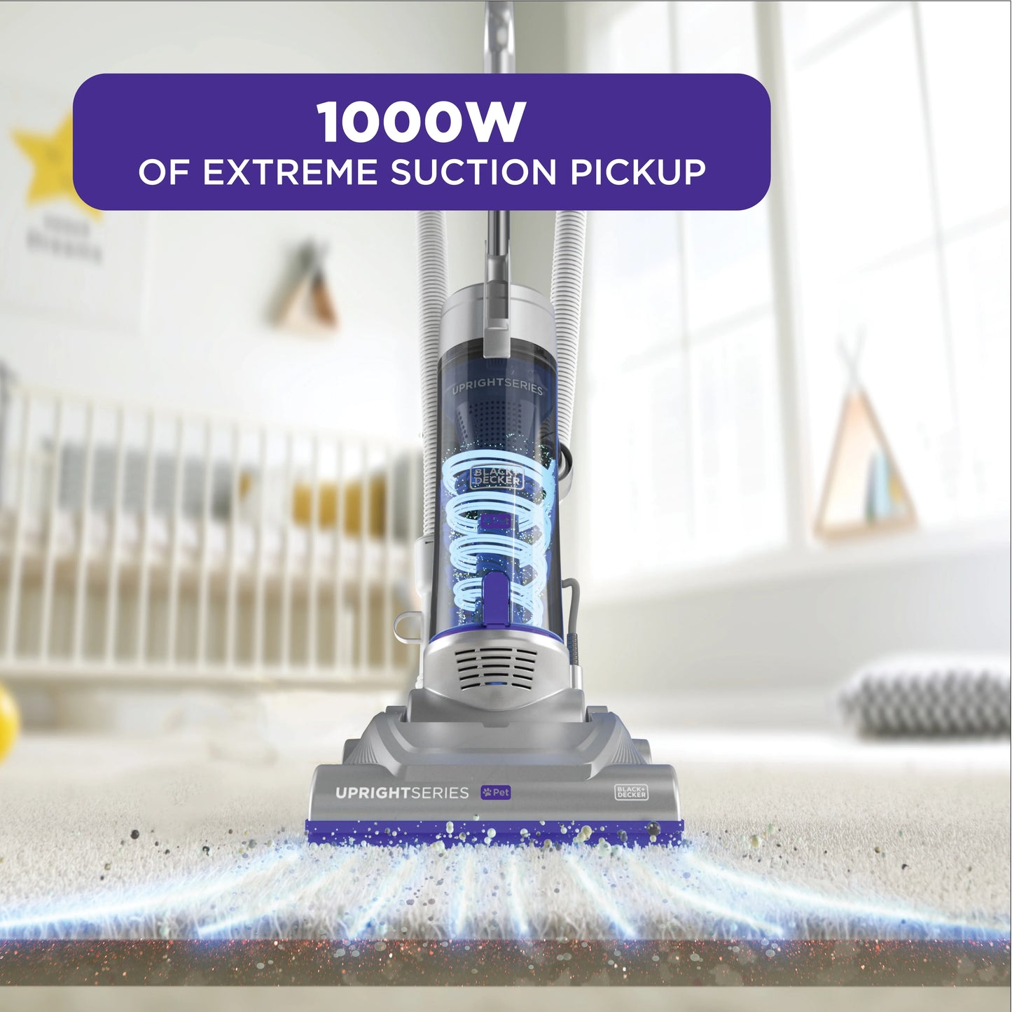 Black + Decker UprightSeries Lite PET Upright Vacuum with Pet Hair Attachment