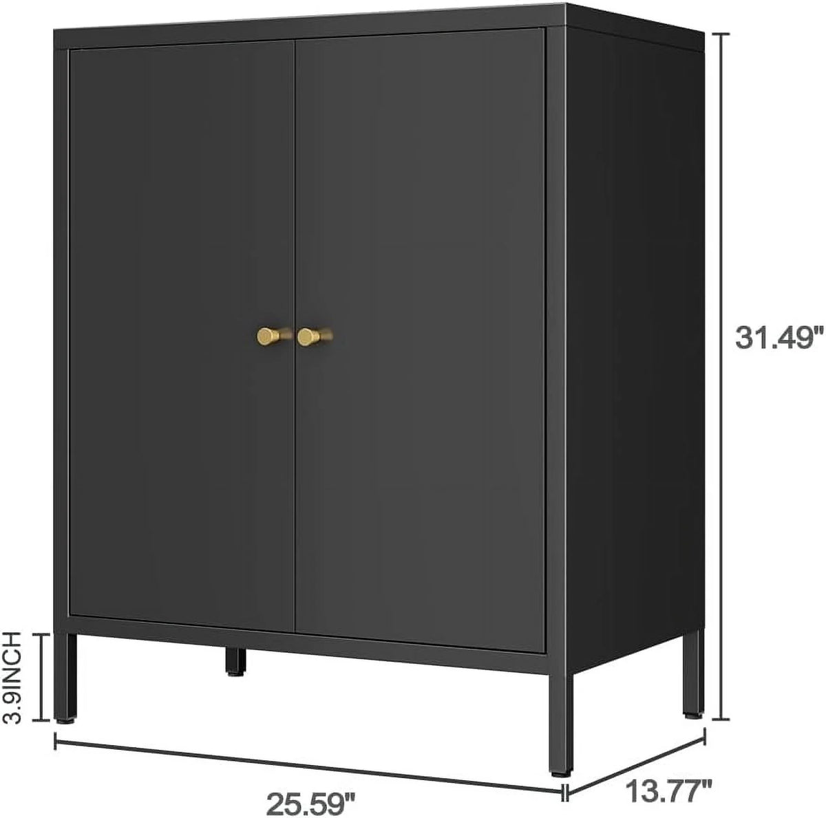 Small 2 Transparent Door Metal Storage Side Buffet Cabinet for Bed Room,Living Room,Entryway,Hallway,Home,Hotel,Office,Garage,Kitchen,1 Removable Shelf.