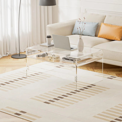VDGPWA 32" Rectangle Waterfall Coffee Table, 0.6" Thick All Acrylic, Clear