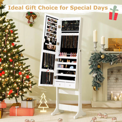 Costway Contemporary MDF Jewelry Cabinet with LED Lights in Brown