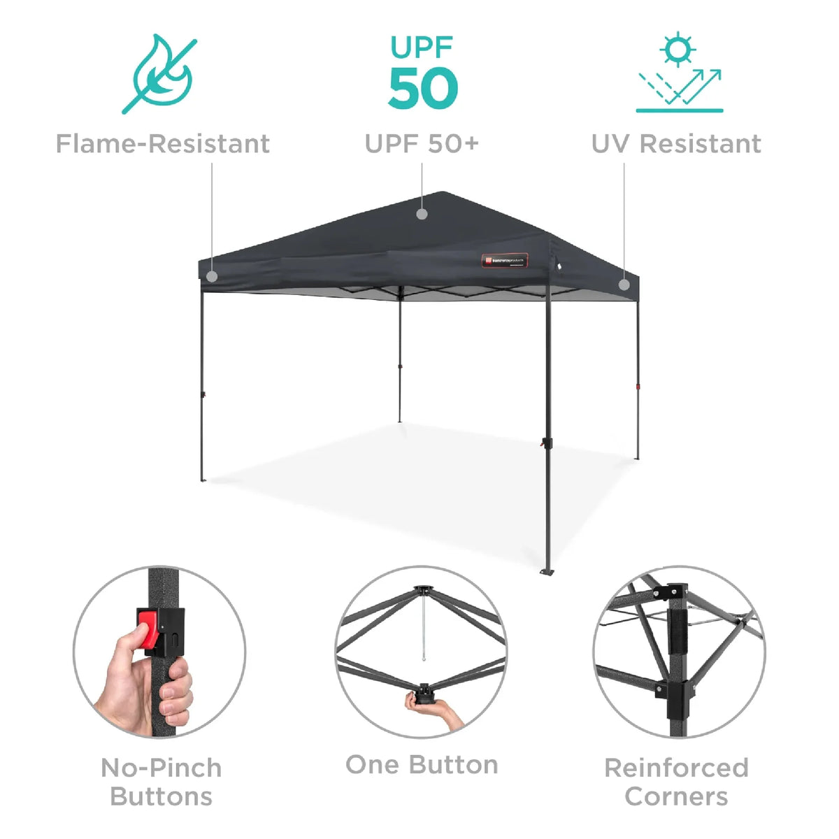 Best Choice Products 12x12ft Easy Setup Pop Up Canopy w/ 1-Button Setup, Wheeled Case, 4 Weight Bags - Navy Blue