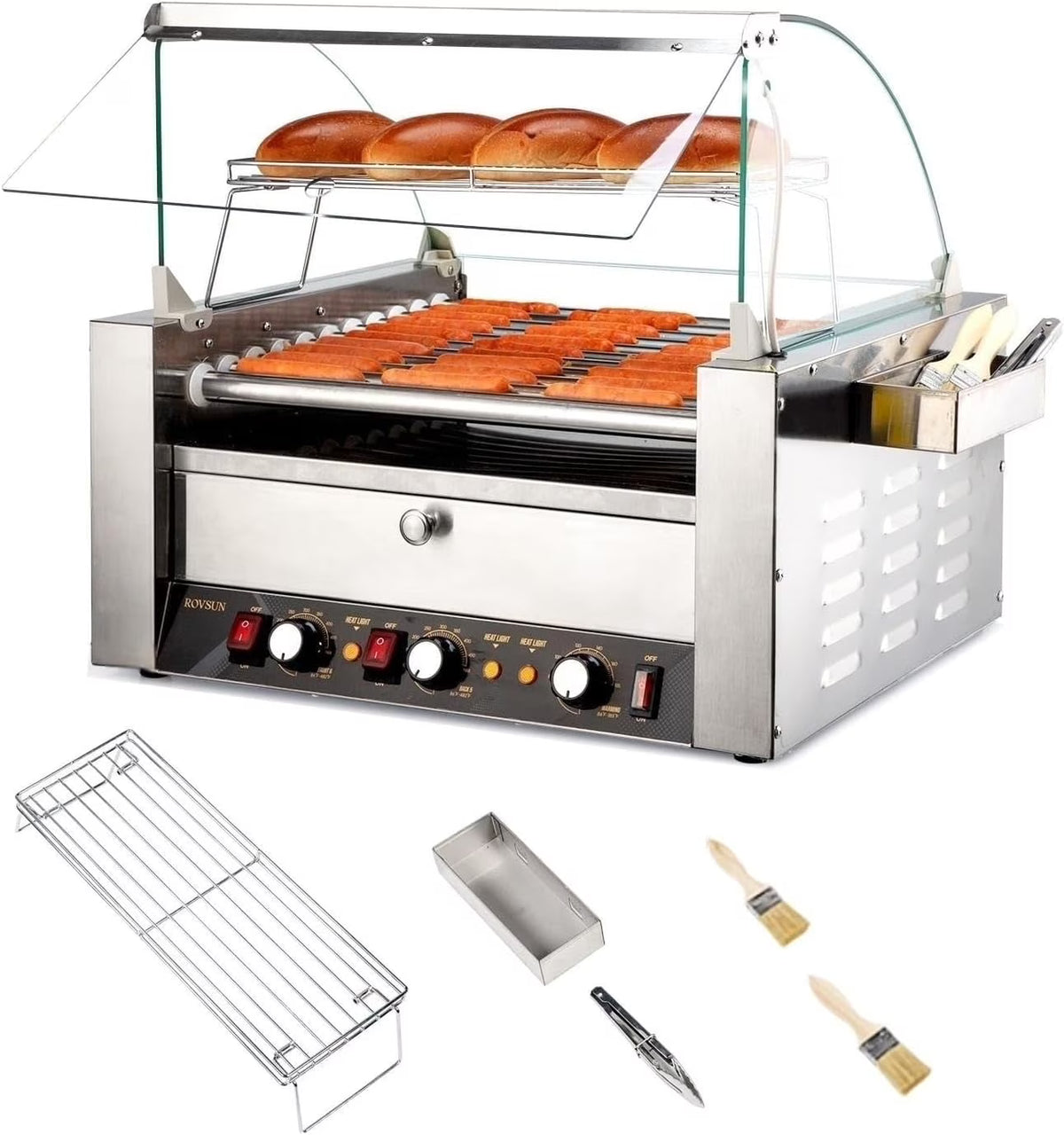 ROVSUN 1050 W 18 Hot Dog Capacity Commercial Hot Dog Roller Grill