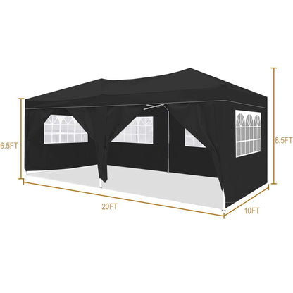 10'x20' Pop Up Canopy Tent with 6 Removable Sidewalls & Portable Rolling Bag �?Waterproof UPF 50+ Shade for Parties, Beach, Weddings & Camping