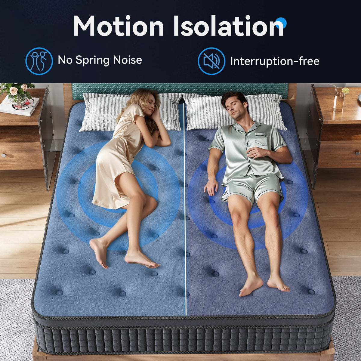 Sailvan Queen Mattress, 12 inch Queen Size Mattress, Hybrid Mattress Queen in a Box, Queen Bed Mattress With Memory Foam & Pocket Spring, Medium Firmness, Edge Support, Gray