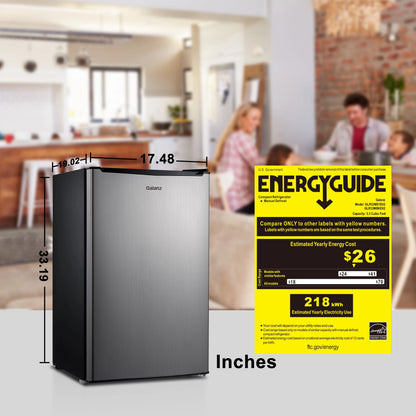 Galanz 3.3 Cu ft One Door Mini Fridge, Black Estar, New