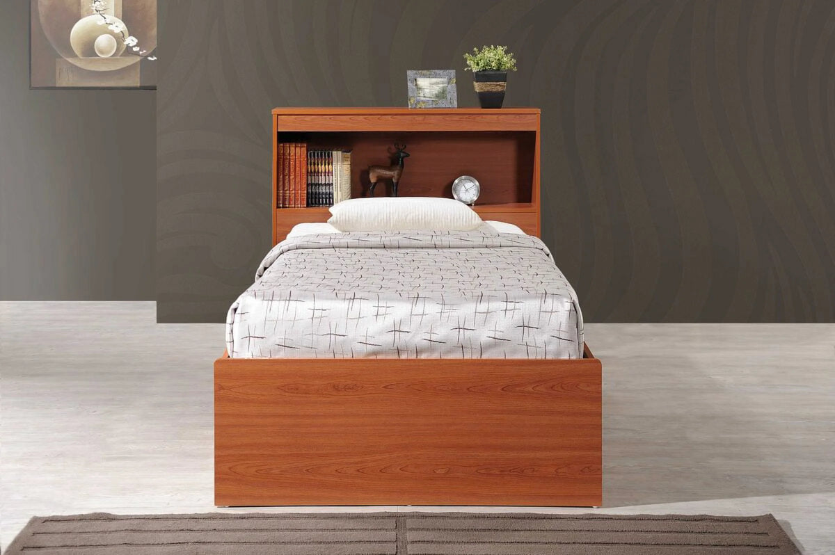 Hodedah Twin-Size Captain Bed with 3-Drawers and Headboard in White