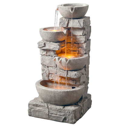 Teamson Home 33.25" Floor Water Fountain with LED Lights, Gray