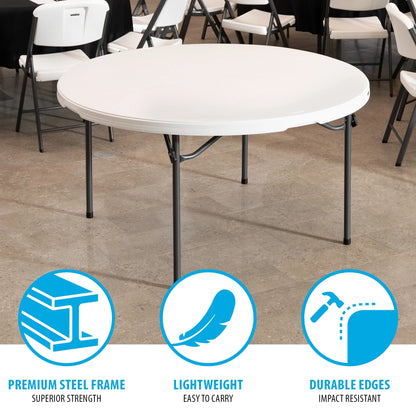Lifetime 60 inch Round Folding Table, Indoor/Outdoor Commercial Grade, Almond (280435)
