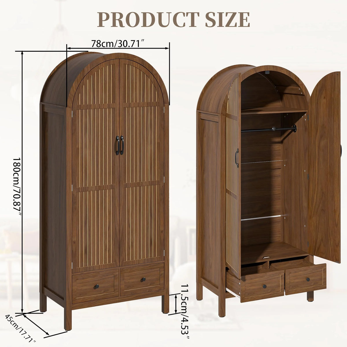 Armoire Wardrobe Closet, Bedroom Armoire with Drawers, Wood Wardrobe Storage Cabinets