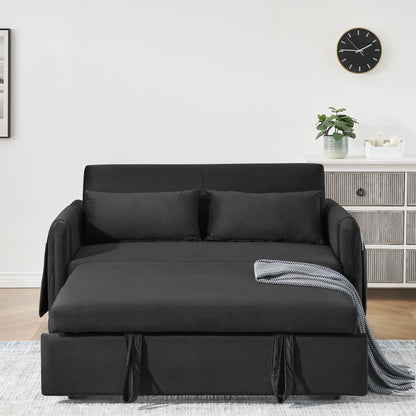 Convertible Sofa Bed,3 in 1 Sleeper Sofa with 2 Pillows and Adjustable Backrest for Living Room Office,Black
