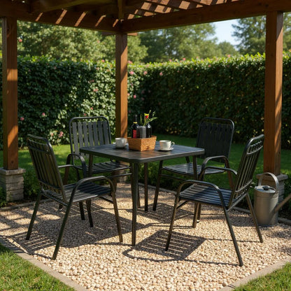 Homy Casa 5-Piece Outdoor Patio Dining, One Table with 4 Chairs for Garden Patio & Backyard, Brown