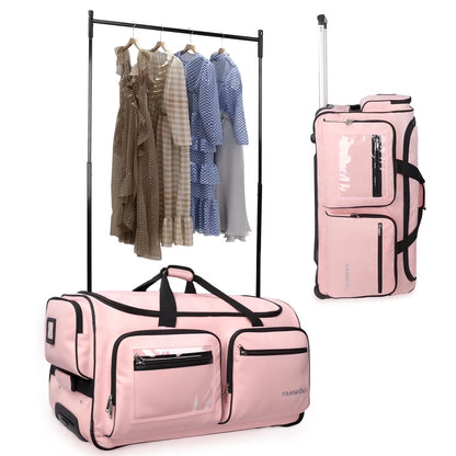 Fegat Dance Bag with Garment Rack - 28"Collapsible Rolling Competition Dance Duffle Bag Lightweight Costume Wheeled Suitcase for Dancers Shows Livestreamer Athletes