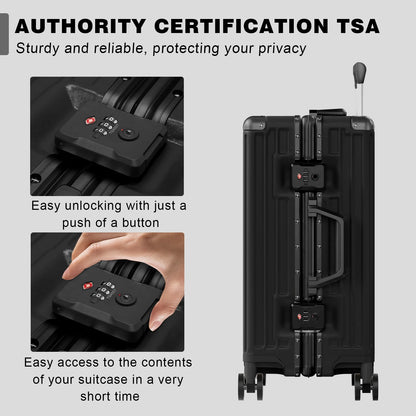 Luggage Aluminium Frame PC ABS Hardshell Suitcase with Spinner Wheels TSA Lock Zipperless Luggage 28 inch Silver