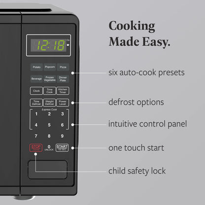 Farberware Countertop Microwave Ov 1100 Watts, 2.2 cu ft - Smart Sensor With LED Lighting and Child Lock - Perfect for Apartments and Dorms - Easy Clean Black Interior, Stainless Steel