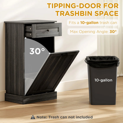 HOMCOM Kitchen Tilt Out Trash Bin Cabinet, Free Standing Recycling Cabinet