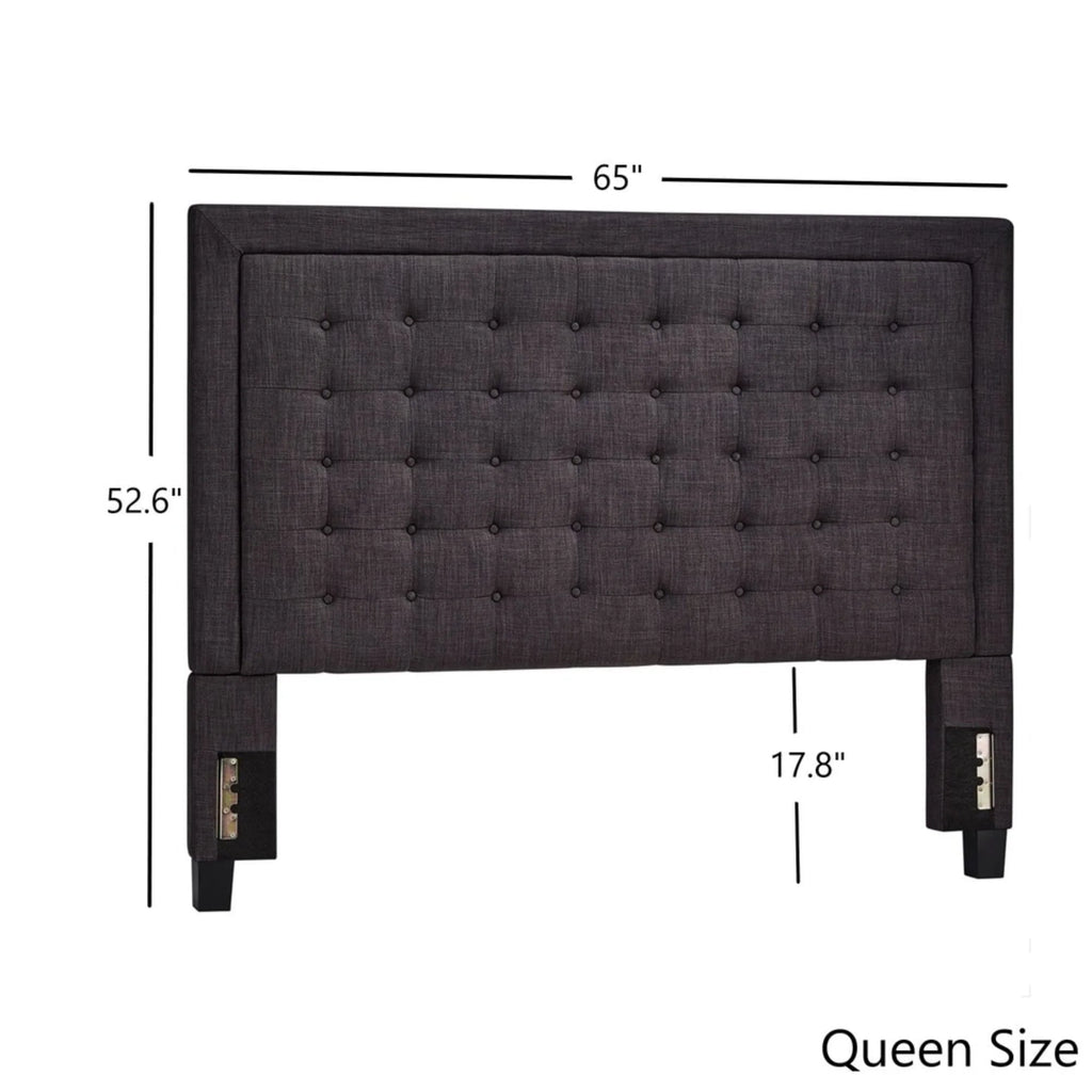 Weston Home Aurelia Square Button-Tufted Upholstered Queen Headboard, Beige