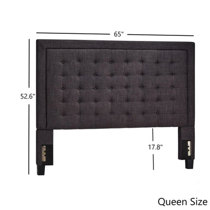 Weston Home Aurelia Square Button-Tufted Upholstered Queen Headboard, Beige