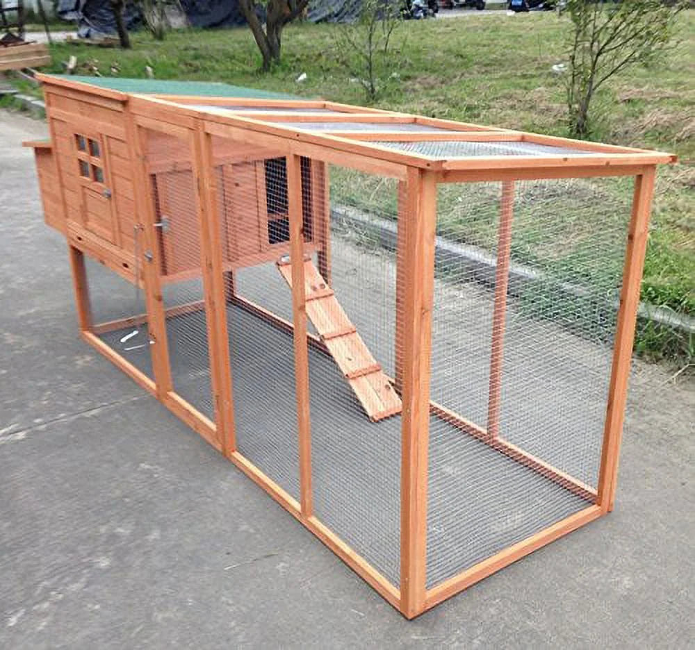 Chicken Coop Large 95" Deluxe Solid wood Hen Chicken Cage House Coop Huge with Run nesting box
