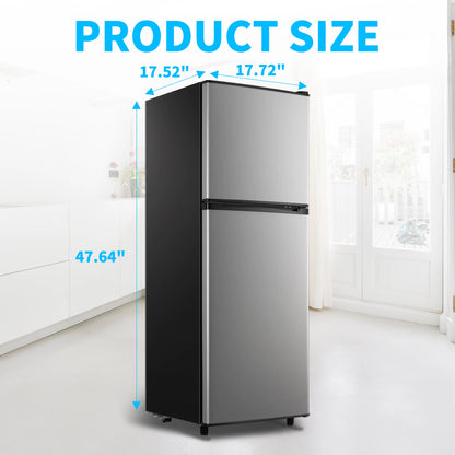 4.5 Cu. ft. Compact Refrigerator 2 Door with Freezer,5 Adjustable Thermostat & 4 Removable Glass Shelves