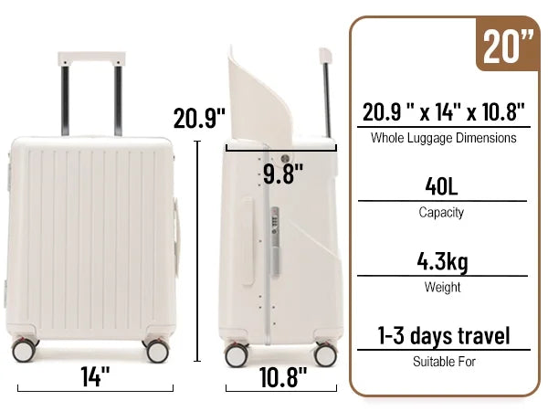 Fridtrip 20 Inch Carry On TSA Lock Luggage with for Kids& Adult,Lockable Spinner Wheels Free Luggage Cover and Safety Seatbelt Travel Suitcase