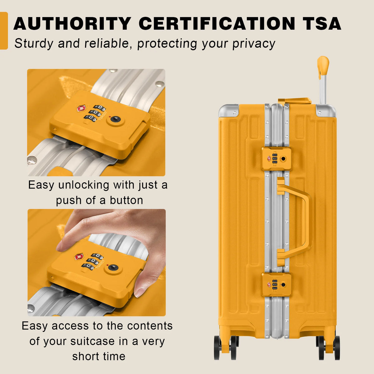 Luggage Aluminium Frame PC ABS Hardshell Suitcase with Spinner Wheels TSA Lock Zipperless Luggage 28 inch Silver