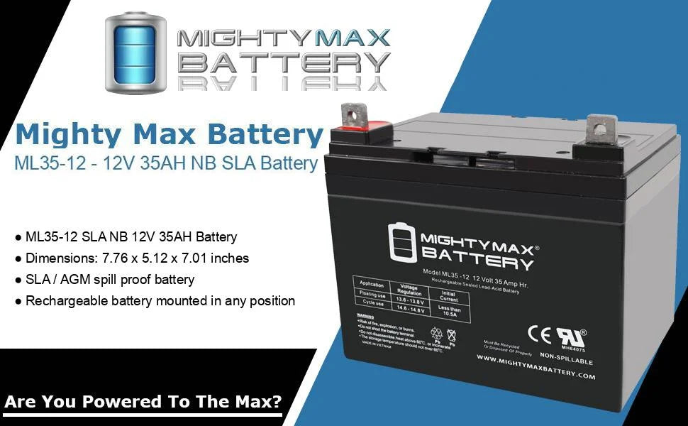 ML35-12 - 12V 35AH Battery for Pride Jazzy Select Electric Wheelchair - 2 Pack