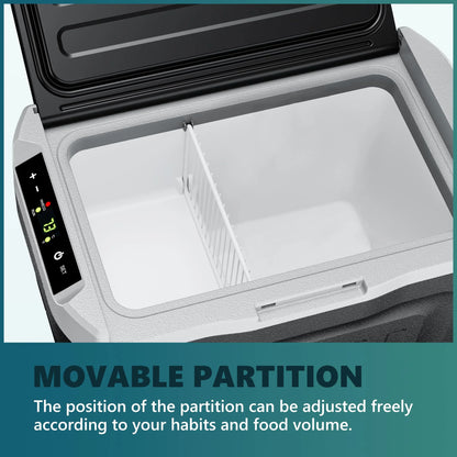 12V Car Refrigerator 32 QT with Touch Panel and Removable Divider