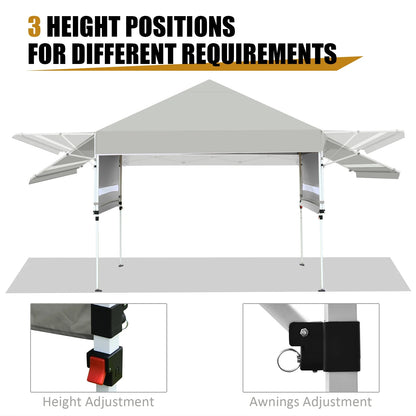 Patiojoy 10x17ft Pop up Canopy  3 Height Adjustment Folding Tent with Roller Bag White