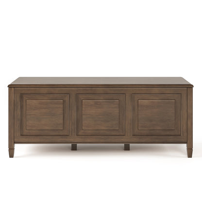 Simpli Home Connaught SOLID WOOD 51 inch Wide Traditional Storage Bench Trunk in Dark Chestnut Brown