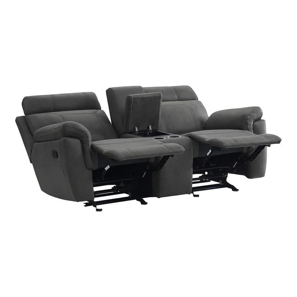 Lexicon Clifton 76" Microfiber Double Glider Reclining Love Seat in Gray