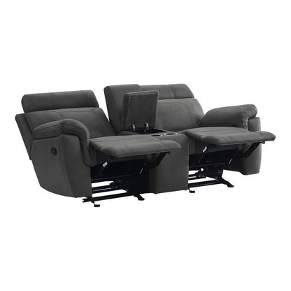 Lexicon Clifton 76" Microfiber Double Glider Reclining Love Seat in Gray