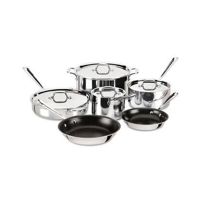 All-Clad D3 Stainless 3-ply Bonded Cookware Set, Nonstick 10 piece Set