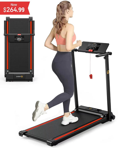 UREVO Folding Treadmill, 2.25HP Portable Mini Treadmills for Home Office, Compact Threadmill with 12 HIIT Modes, LCD Display, 265 lbs Capacity