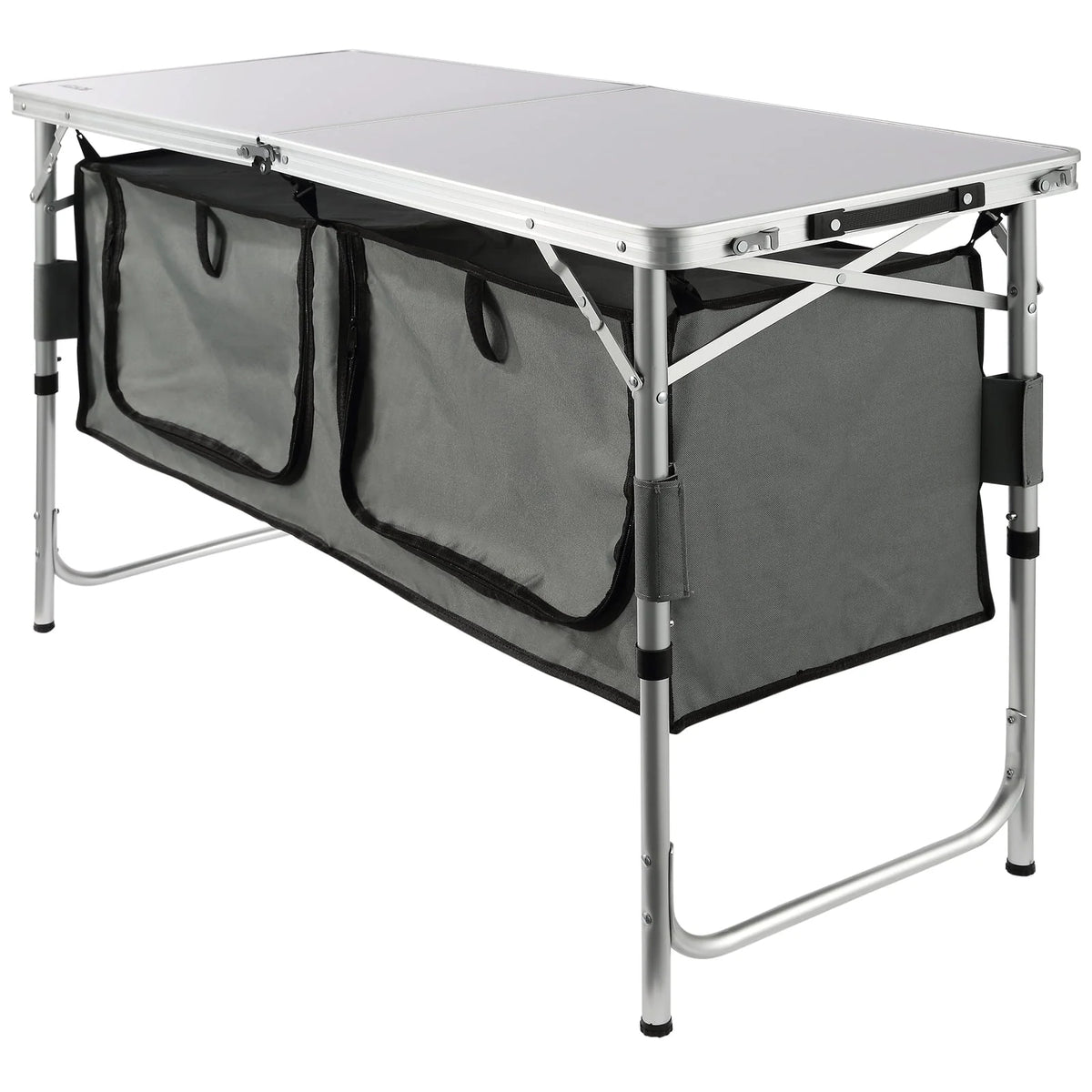 BENTISM Camping Kitchen Table Folding Portable Cook Station 3 Adjustable Heights
